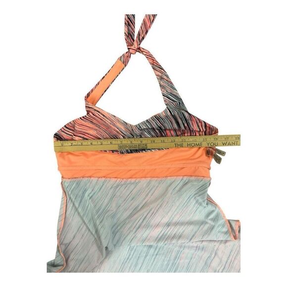 ZeroXposur Halter Swim Dress Built In Bra Neon Orange Grey Sun Protection Size L - Picture 7 of 13